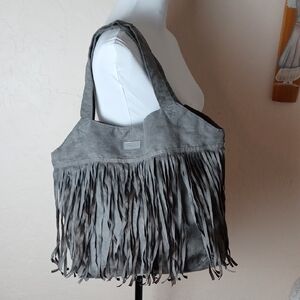 Cy Zone Gray Fringe Shoulder Bag